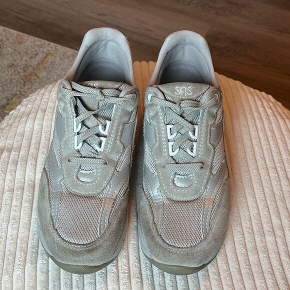 SAS women’s tour leather and mesh comfort shoe 8N silver grey vacation walking - Picture 2 of 6